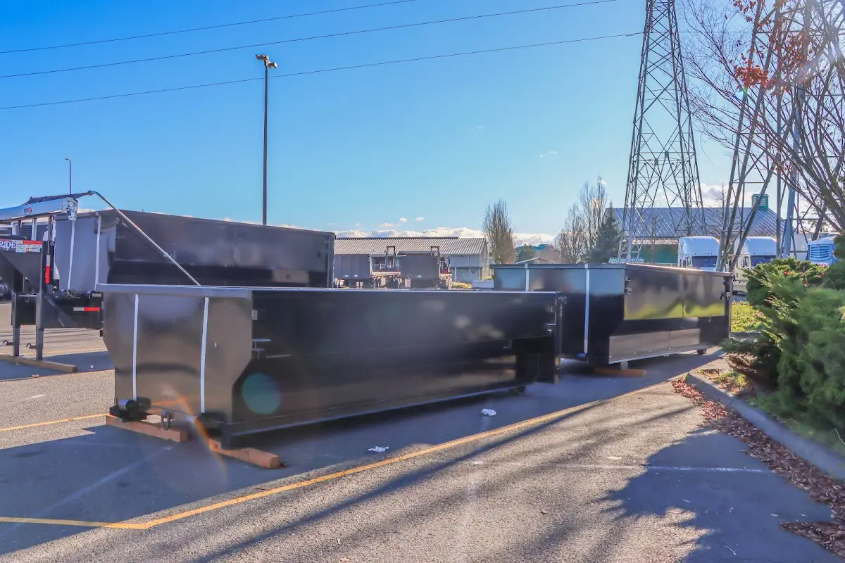 Roll-off dumpster ready for waste disposal at job site for Yard Waste Dumpster Rental in Port Hueneme